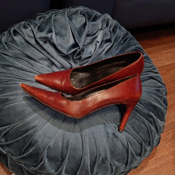 Gucci Vintage Browm Heels Leather Pointed Toe Size 9B  N_ 1012564 0 - Picture 7 of 9